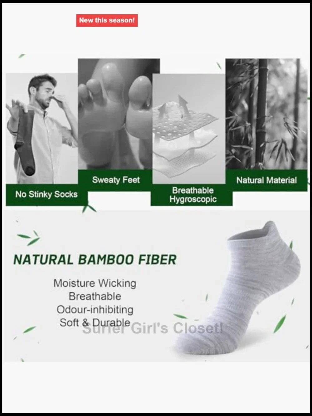 6 Pairs Bamboo Rayon Ankle Socks Men's Low Cut Breathable